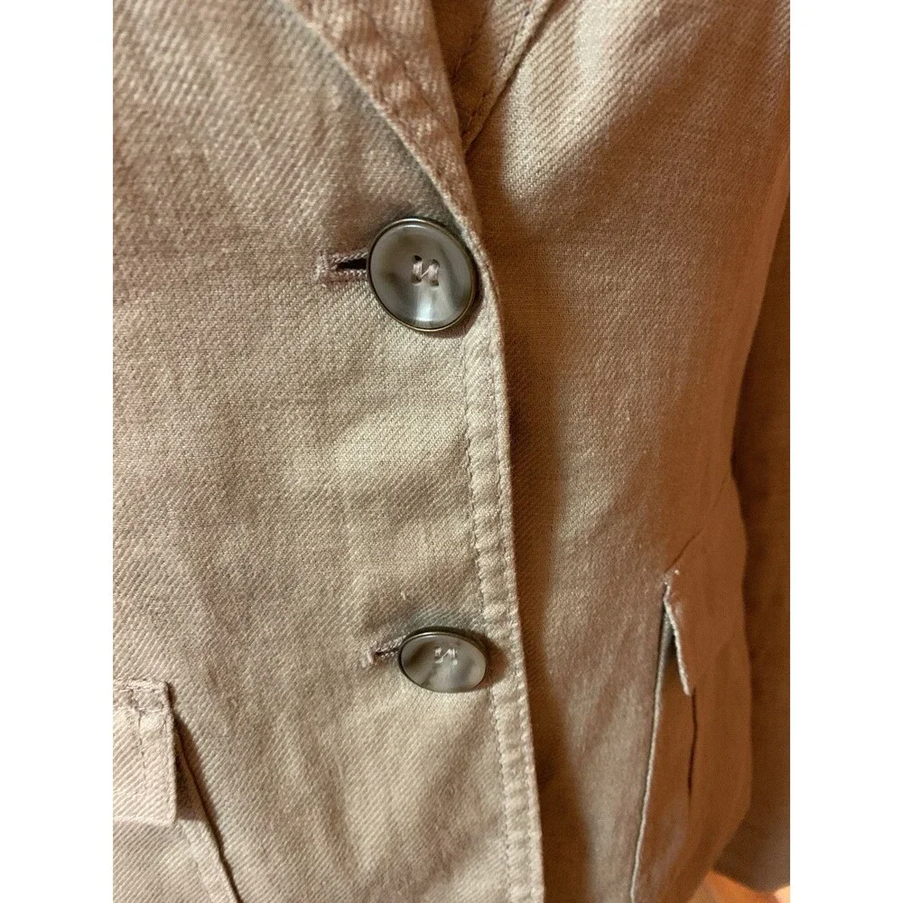 The Limited Linen Blazer Jacket Medium Career Office Khaki Epaulettes Peplum